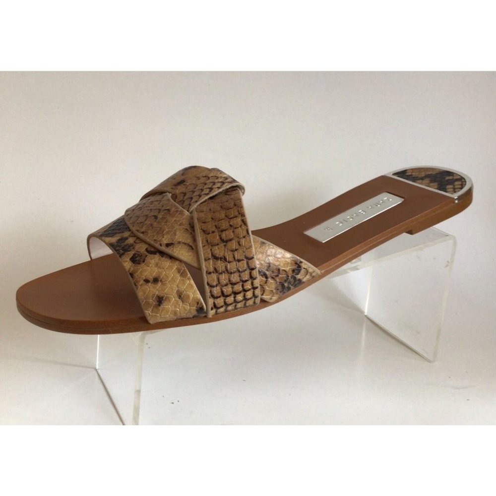 NEW ZARA Basic Collection Snakeskin Embossed Leather Slides